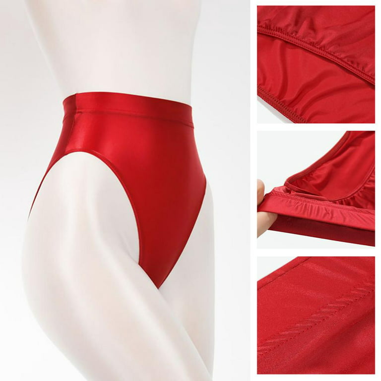Ultra-thin Sexy Gloss Shiny Satin Shorts Women Panties Mens Underwear  Briefs Knickers BROWN XL