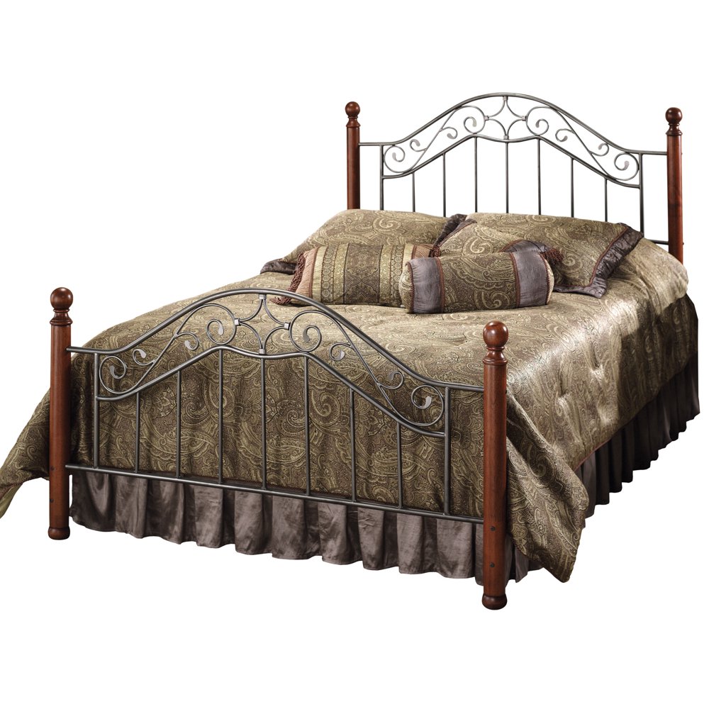 Hillsdale Furniture Martino Queen Metal Bed with Frame and Cherry Wood