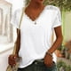 thumbnail image 1 of Fiudx Camisetas para Mujer Camiseta Casual de Manga Corta con Cuello En V y Lazo para Mujer, 1 of 6