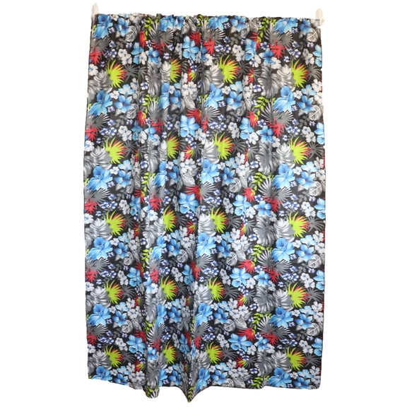 Cotton Curtain Floral Print 58 Inch Wide Hawaiian Tropical Black