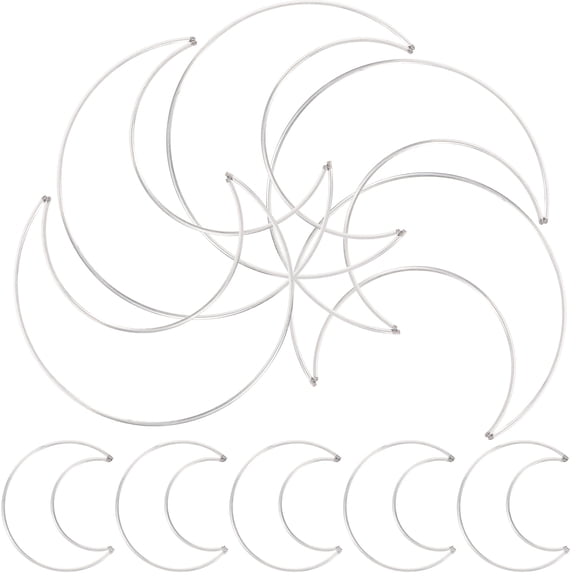 NUOLUX 10-Pack Handmade Wire Dream Catcher Moon Shape for Crafting and Art Display Decor