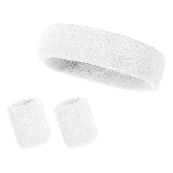 Cotton Sweatband and Wristband Set, moisture wicking and quick dry design to keep you dry during runs and workouts, unisex elastic headband and wristband combo for gym, training, and sports