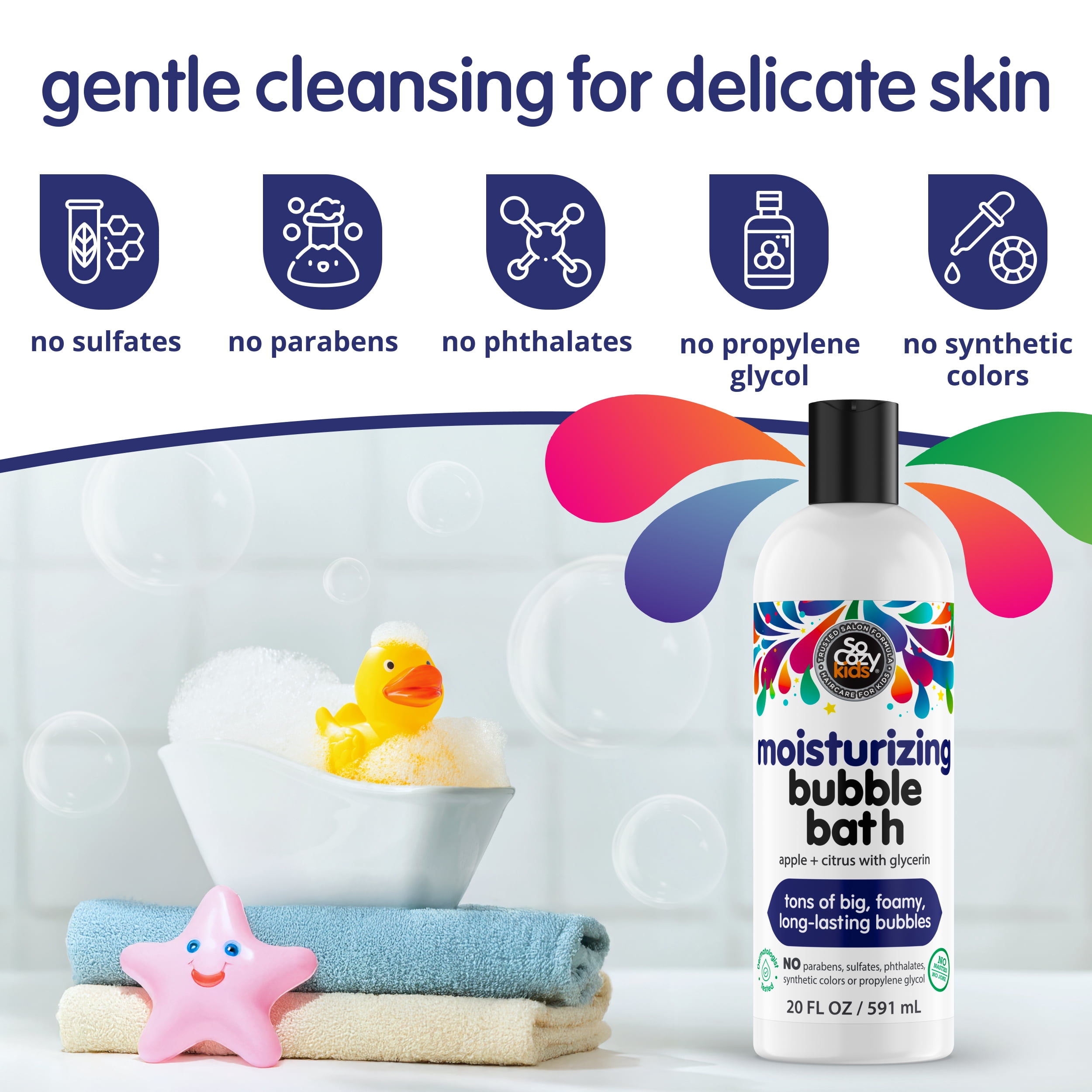 SoCozy Kids Apple & Citrus Moisturizing Bubble Bath & Body Wash, 20 fl oz