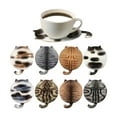 thumbnail image 1 of Wood Cup Coaster Set of 8, Cat Engraved Decorative Cup Pads for Mugs, Glasses, Coffee and Tea, Reusable Tabletop Protection for Home, Restaurants and Cafes, Gift for Cat Lovers, 1 of 6
