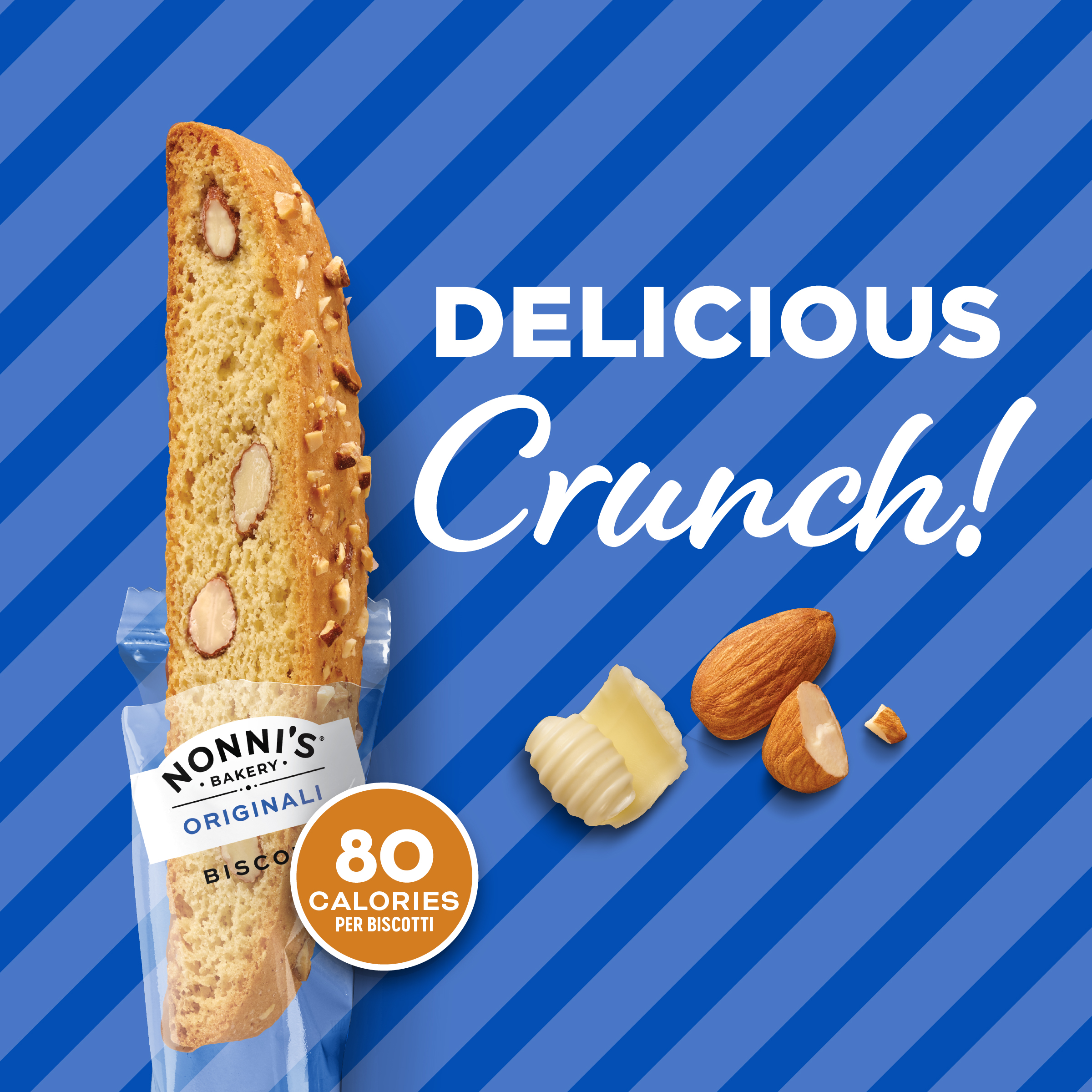Nonni's Originali Classic Almond Biscotti Cookies – Individually Wrapped Italian Coffee Snack, Crunchy Twice-Baked, 80 Cal Each, 17.25 oz Carton