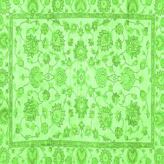 Ahgly Company Indoor Square Oriental Green Traditional Area Rugs, 5' Square