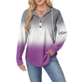 thumbnail image 6 of Hoodies Sweatshirt for Women Half Button Hooded Pullover Drawstring Long Sleeve Shirts Tops Gradient Clothes, 6 of 7