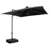 Ragan Meadow 8.5' Square Offset Umbrella With Solar Lights, Black
