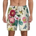 thumbnail image 2 of Picia Bird Butterfly Rose pattern Mens Swim Trunks with Compression Liner Stretch Beach Shorts Quick Dry with Zipper Pockets No-Chafing Board Shorts-Medium, 2 of 9