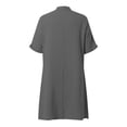 thumbnail image 6 of Horkkom Linen Dress Women V Neck Solid Color Short Sleeve Sundresses Beach Vacation T Shirt Dress with Pocket, S-2XL, 6 of 7