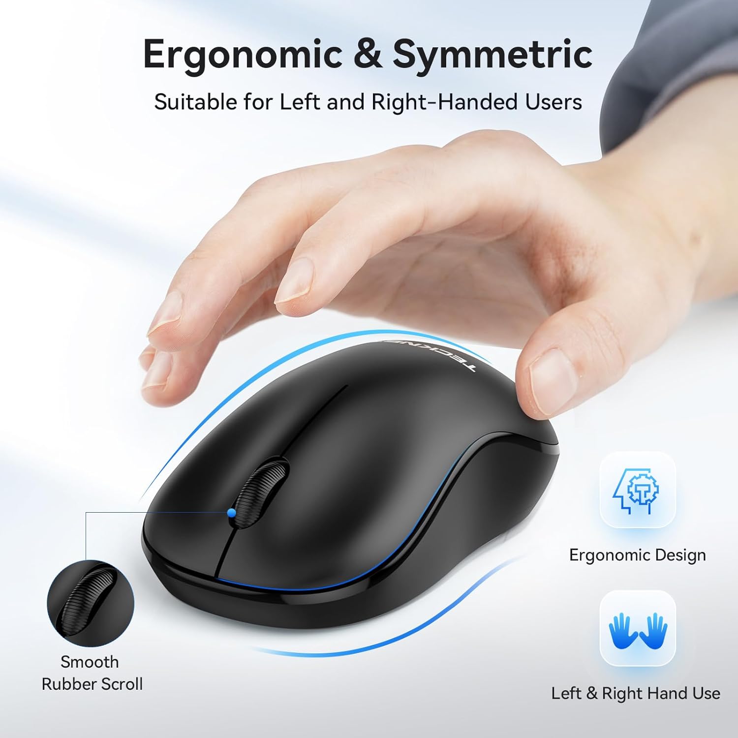 Tecknet Basic Wireless Silent Mouse, 2.4G Black photo 5