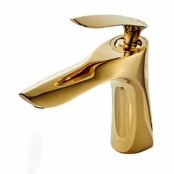 Leekayer Bathroom Sink Faucet Gold Chrome Finish Single Handle One Hole Deck Mount Lavatory Vanity Mixer Tap Brass