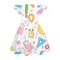 thumbnail image 3 of Grblisyd Little Girls Back to School Dress Cute Print Flutter Dresses Cartoon Pencil School Print Dresses First Day Of School Outfits For Girls, 3 of 4