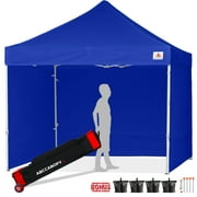 ABCCANOPY 10 ft x 10 ft Metal Pop-Up Commercial Canopy Tent with walls, Blue