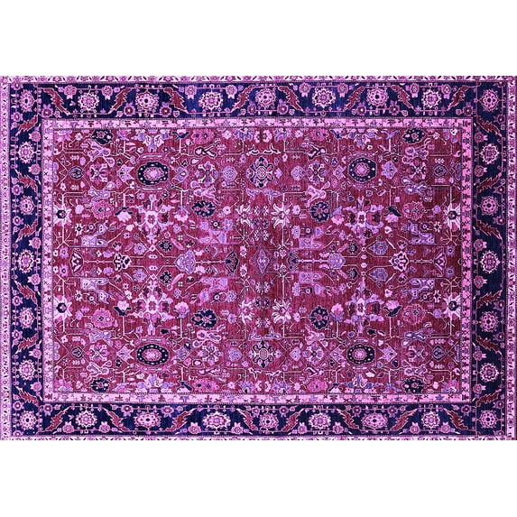 Ahgly Company Indoor Rectangle Oriental Purple Industrial Area Rugs, 7' x 9'
