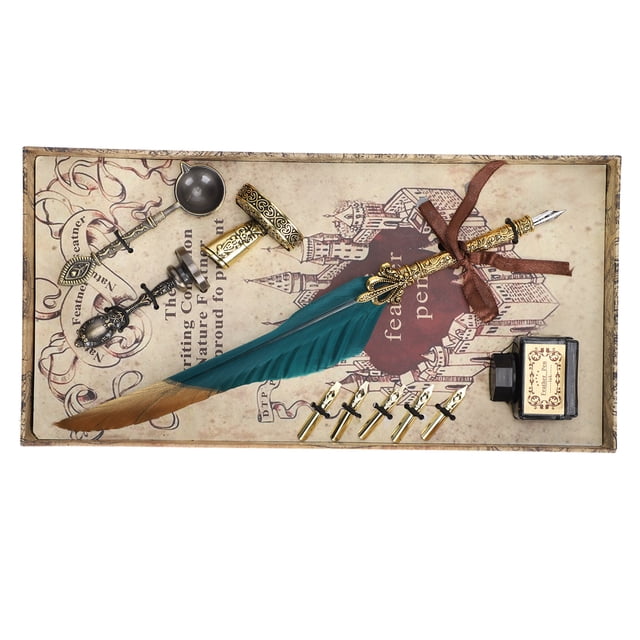 Pluma de inmersión Juego de pluma de pluma Pluma de pluma vintage dorada Pluma retro Construcción robusta Jadeshay A
