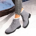 thumbnail image 5 of FRSASU Women's Snow Lace up Ankle Boots Lightweight Platform Warm Fur Winter Walking Shoes Gray, 5 of 8