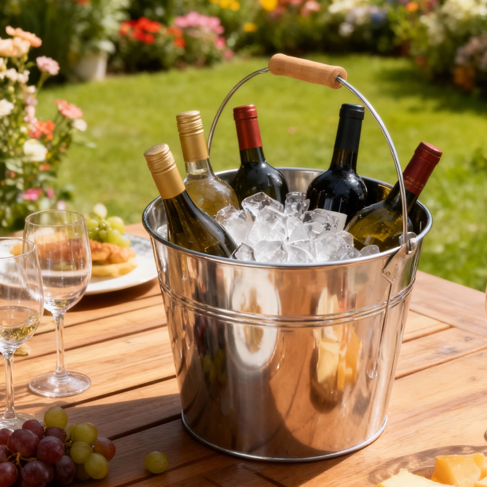 16 Pcs Large Metal Bucket Beer Bucket Galvanized Steel Pail with Handle for Plants, Succulents, Party Favors Organizing Home Parties Bar Cooling Supplies (9.84 x 8.66 x 7.87 Inch,Silver)