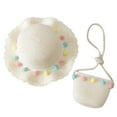 thumbnail image 2 of Honeeladyy Toddler Kids Summer Fisherman'S Hat Toddler Baby Girls Hairball Beach Sun Hat With Shoulder Bag Summer Child Set, 2 of 2