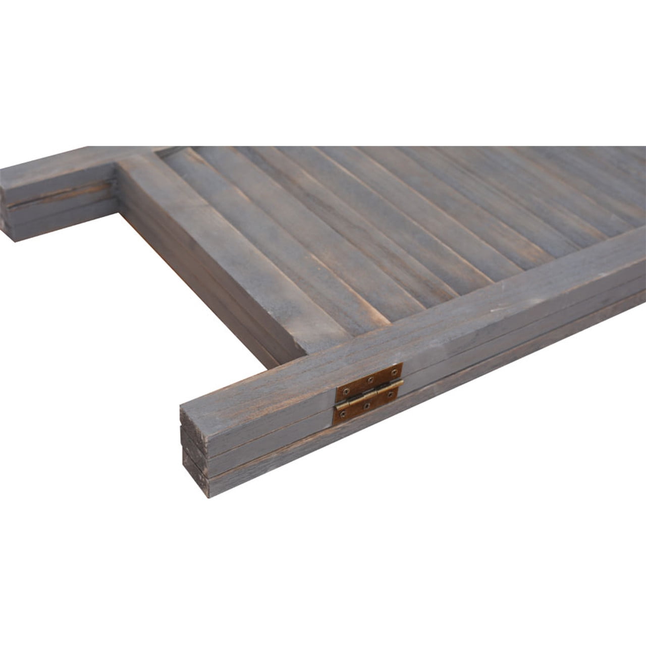 Legacy Decor 3 Panels Room Divider Rustic Wood w/ Decorative Cutout, Grey Color, Freestanding