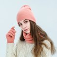 thumbnail image 3 of Hat Scarf Gloves Set Classic Unisex Thermal Gloves Loop Scarf Ribbed Knit Cap, 3 of 10