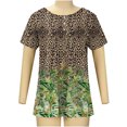 thumbnail image 3 of SMihono Hauts pour Femmes Été Chic Décontracté T-shirt pour Femmes T-Shirts Manches Courtes Col Rond T-shirt T-shirt à Imprimé Floral Hauts Blouse Cadeau pour Femmes T-shirt Oversize pour Femmes 2023, 3 of 7