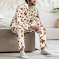 thumbnail image 7 of Naloa Autumn Maple Leaf with Hedgehog Men’s Pajamas Set - Long Sleeve Button Down Sleep Shirt and Pajama Bottoms Sleepwear Set-Small, 7 of 7