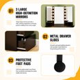 thumbnail image 3 of Corner Vanity Desk with Mirror and Lights, Makeup Vanity Table with 5 Drawers, Storage Shelves, Charging Station, Compact Vanity Dressing Table for Small Space，Black, 3 of 8