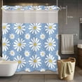 thumbnail image 5 of No Hook Shower Curtains with Snap-in Liner Set, Blue Daisy Waterproof Hotel Style Bathroom Shower Curtain, Spring Floral Elegant Pastoral Botanical Breathable Mesh Top Window Bath Curtains 66''x72'', 5 of 9