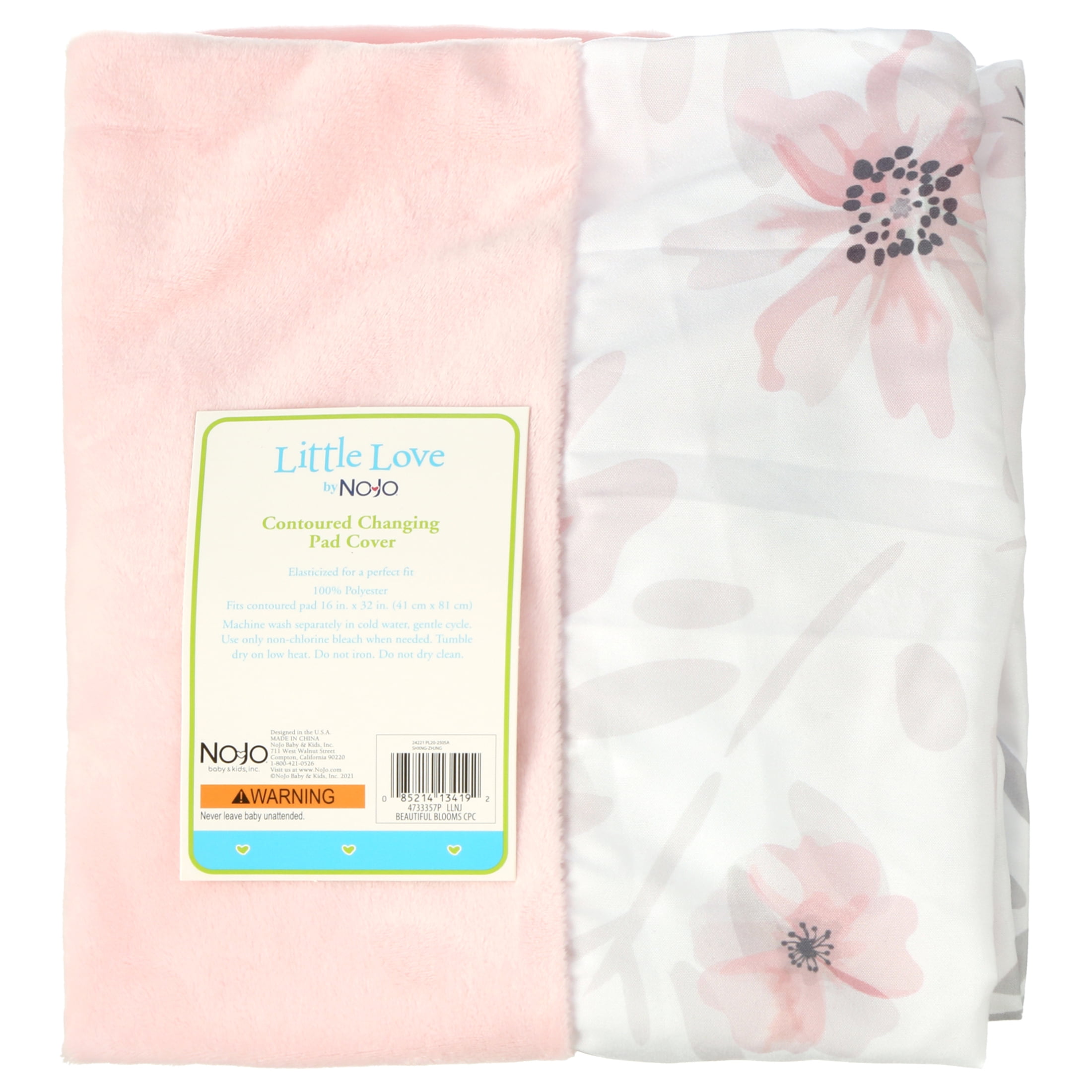Little Love by NoJo Beautiful Blooms White and Pink Changing Pad Cover
