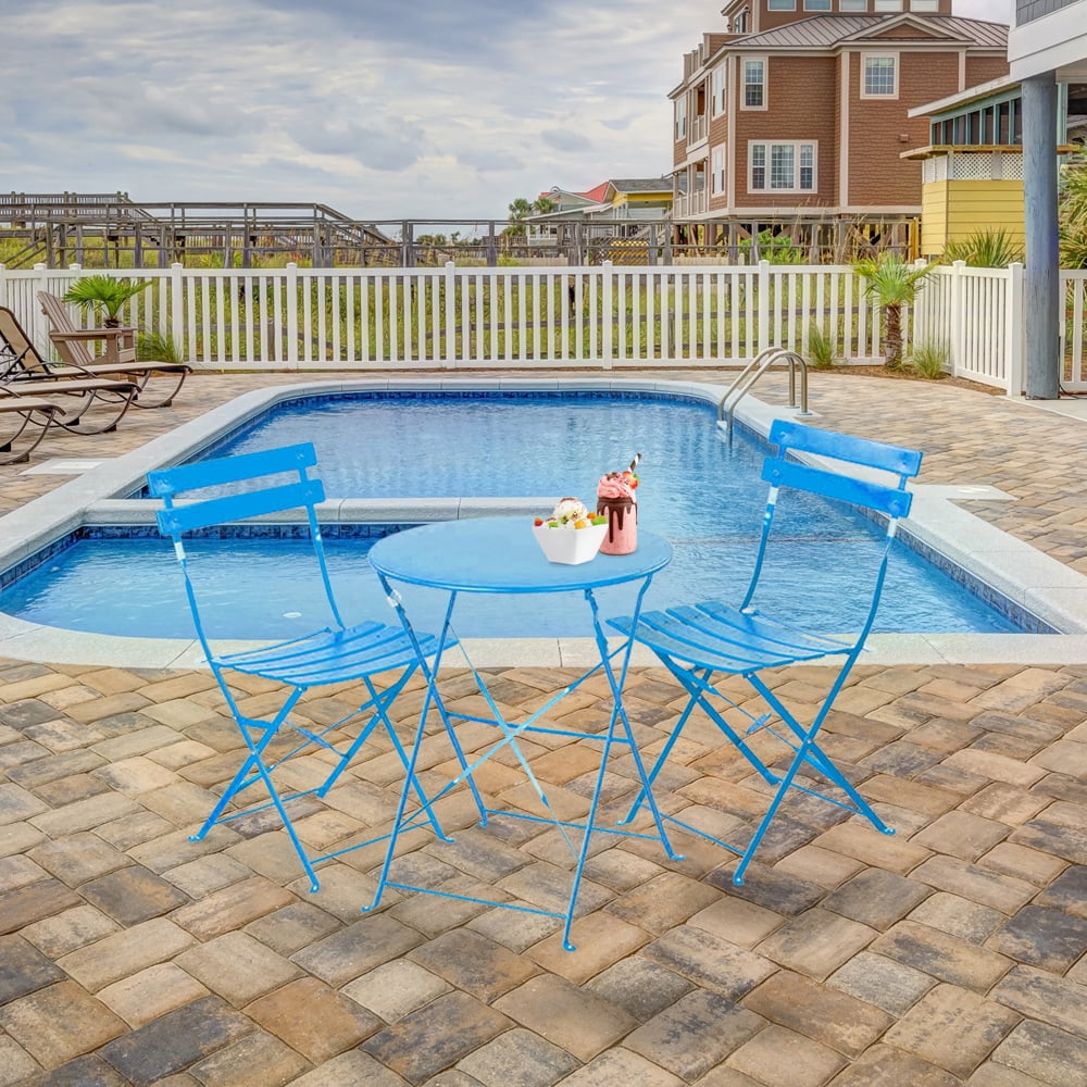 Kepooman Grand patio Premium Steel Patio Bistro Set, Folding Outdoor Patio Furniture Sets, 3 Piece Patio Set of Foldable Patio Table and Chairs, Blue Kepooman Grand patio Premium Steel Patio Bistro Set, Folding Outdoor Patio Furniture Sets, 3 Piece Patio Set of Foldable Patio Table and Chairs, Blue