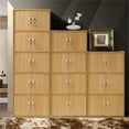 thumbnail image 3 of Home Square 4 Shelf 8 Door Wood Bookcase Cabinet Set in Beige (Set of 2), 3 of 6