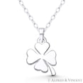 thumbnail image 2 of 4-Leaf Clover Irish Luck Charm 24x14mm (0.9x0.55in) Pendant & Chain Necklace in .925 Sterling Silver, 2 of 2