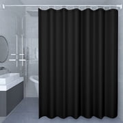Qiweii Waterproof Shower Curtain Solid Color - Mildew Proof Plastic Polyester Fabric Bathroom Curtain with Hooks, No Drill Tension Rod Window Treatment for Bathtub, Machine Washable & Wipeable