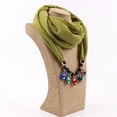 thumbnail image 1 of Bufanda de gasa con perlas de espejo y collar de aleación para mujer, bufanda de primavera, otoño e invierno, 1 of 6