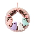 thumbnail image 2 of Halloween Ghost Wreath for Front Door, Cute Non-Scary Seasonal Home Decor, Handcrafted Cloth Wreath with Pastel Ghost Figurines for Indoor Outdoor Display, 2 of 9