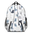 thumbnail image 3 of Blue and White Cat White Pattern Backpack for School, Cute School Bag with Adjustable Shoulder Straps and Padded Back, 16.9"x12.6"x5.9", 3 of 5