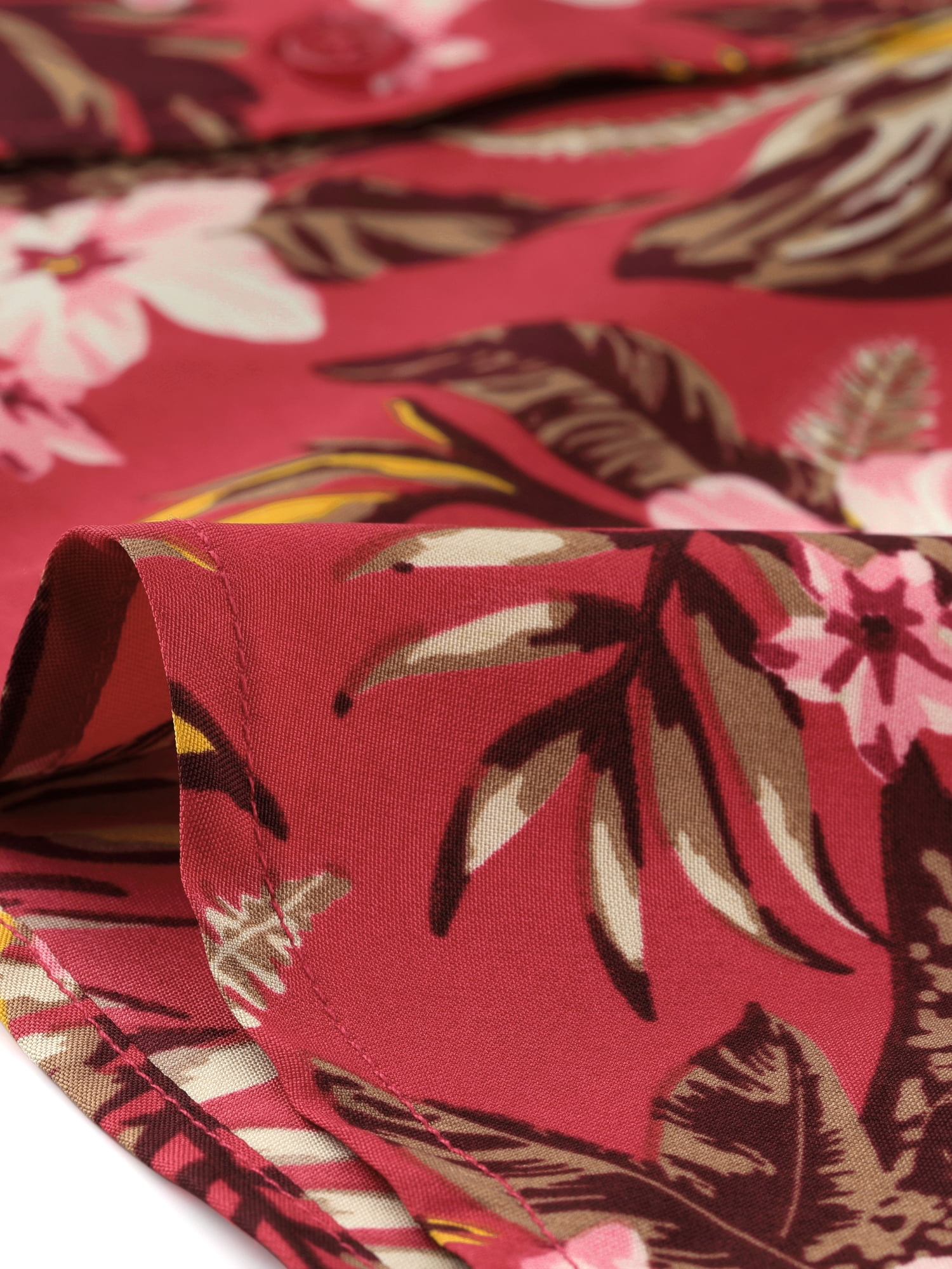 Unique Bargains Women Hawaiian Tropical 2023 Summer Button Down Sets XL Red