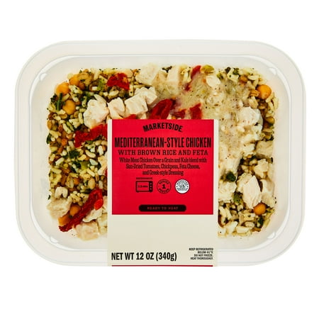 Marketside Mediterranean Chicken with Brown Rice and Feta Microwave Ready Prepared Meal,12.0 oz (Fresh)