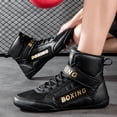 thumbnail image 6 of Men's & Unisex Lightweight Breathable Boxing & Wrestling Shoes - Anti-Slip Rubber Sole, Secure Fit (Lace/Hook & Loop), White/Black Combat Sports Footwear for MMA, Gym, - All-Season Athletic Sneakers, 6 of 6