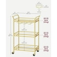 thumbnail image 6 of Bar Cart, Home Bar Serving Cart, Small Bar Cart with 3-Tier Shelf, Wine Holders, Glass Holders, Bar Cart, 15 x 23.6 x 36.2 Inches, Gold, 6 of 6