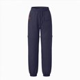 thumbnail image 6 of NOLDARES Girl's Wide Leg Sweatpants Elastic Waist Athletic Long Joggers with Pockets Causal Baggy Kids Sports Pants(Navy,7-8 Years), 6 of 7