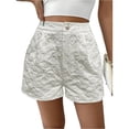 thumbnail image 2 of Women's Floral Jacquard Shorts Summer High Waisted Wide Leg Trouser Casual Pants with Pockets, 2 of 6