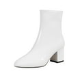 thumbnail image 2 of Bnwani Boots for Women Winter Fashion Pointed Zipper High-Heel Chunky High Ankle Casual Solid Boot White Size 8.5, 2 of 7