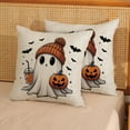 thumbnail image 2 of Halloween Pillow Covers 18x18 Set of 2 Pumpkin Black Bats Cute Ghost Throw Pillow Covers Halloween Decorations Outdoor Pillowcase for Halloween Home Decor Linen Cushion Case for Couch Sofa, 2 of 6