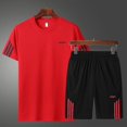 thumbnail image 4 of Camisa de running de manga corta para hombre + pantalones cortos, top de culturismo, camiseta de fútbol-Conjunto gris-XXXL BmatwkZeng Bmatwk Jersey, 4 of 5