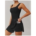 thumbnail image 6 of PISONIC Womens Tennis Golf Dress with Built-in Bra Shorts Backless Square Neck Pleated Hem Athletic Dresses with Pockets, 6 of 9