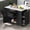 Black, variant on 50.7" Kitchen Island with Storage Tilt Trash Can Cabinet and Pull Out Cabinet Organizer, Rolling Kitchen Island on 5 Wheels with Drop Leaf, 2 Drawers, 1Door for Kitchen, Dining Room, Grey Blue