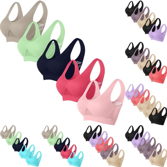 Dgankt Nursing Bras Women's 5-Pack Maternity Racerback Bralette - Breathable Mesh Wireless Bra for Pregnancy, Postpartum Support & Nursing Comfort S-5XL