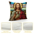 thumbnail image 4 of COMIO  Jesus Decorative Throw Pillow Cover Case,Stained Glass Window Depicting Sacred Heart of Jesus Outdoor Pillow Cases Cushion Covers for Sofa Couch Bed Light Blue, 4 of 5